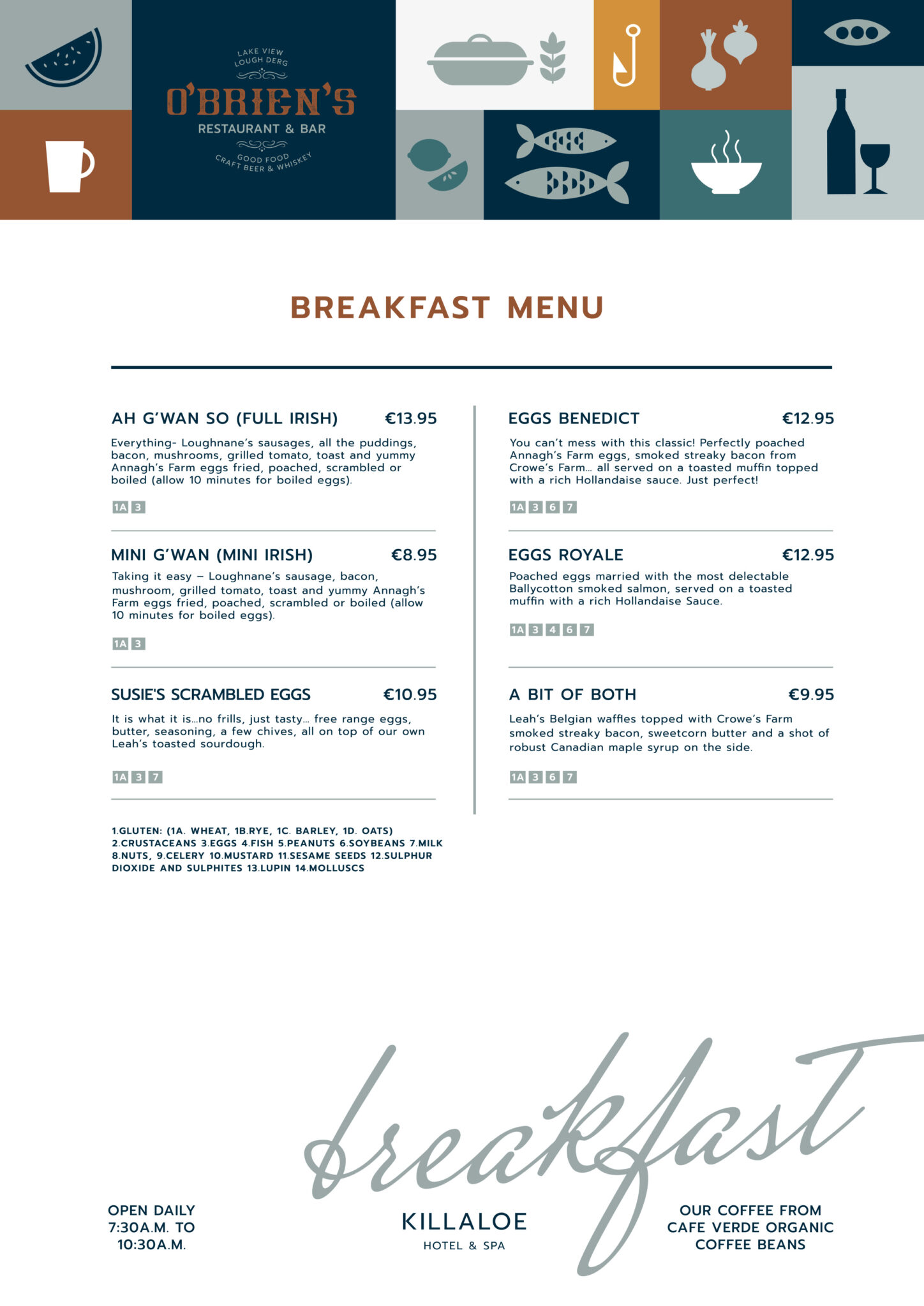 Breakfast Menu Killaloe Hotel & Spa